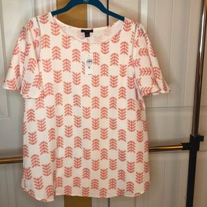 NWT Ann Taylor white shirt with orange leaf design